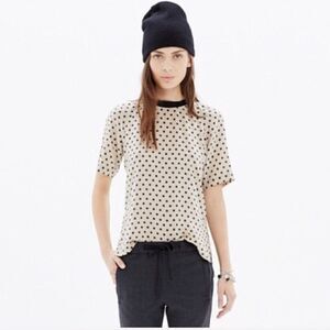 Madewell | Polka Dot Silk Front Row Tee Size Large
